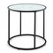 20 Inch Glass End Table with Metal Frame and Faux Marble Glass Top